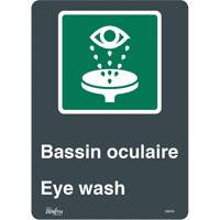 Zenith Safety Products SGM763 "Bassin Oculaire/Eye Wash" Sign, 14" x 10", Vinyl, Bilingual with Pictogram
