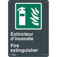 Zenith Safety Products SGM771 "Extincteur D'Incendie/Fire Extinguisher" Sign, 14" x 10", Aluminum, Bilingual with Pictogram