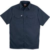 Chemise de travail à manches courtes en tissu croisé avec boutons-pression, Hommes, 5T-Grand, Bleu marine  SGN667 | TENAQUIP