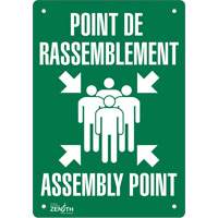 "Point de rassemblement/Assembly Point" Sign, 10" x 7", Aluminum, Bilingual with Pictogram SGP170 | TENAQUIP