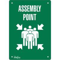 Zenith Safety Products SGP176 "Assembly Point" Sign, 10" x 7", Aluminum, English with Pictogram