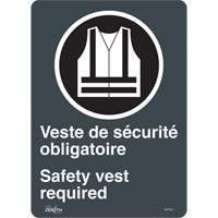 Produits de sécurité Zenith SGP403 Enseigne Port du dossard obligatoire/Safety Vest Required, 14" x 10", Vinyle, Bilingue avec pictogramme