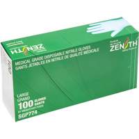 Zenith Safety Products SGP774 Puncture-Resistant Medical-Grade Disposable Gloves, Large, Nitrile, 4.5-mil, Powder-Free, Blue, Class 2