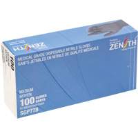 Zenith Safety Products SGP778 Puncture-Resistant Medical-Grade Disposable Gloves, Medium, Nitrile, 5-mil, Powder-Free, Black, Class 2