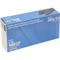 Zenith Safety Products SGP779 Puncture-Resistant Medical-Grade Disposable Gloves, Large, Nitrile, 5-mil, Powder-Free, Black, Class 2