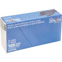 Produits de sécurité Zenith SGP781 Gants jetables de calibre m&eacute;dical r&eacute;sistants &agrave; la perforation, 2T-Grand, Nitrile, 5 mils, Sans poudre, Noir, Classe 2