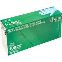Zenith Safety Products SGP856 Puncture-Resistant Medical-Grade Disposable Gloves, Large, Nitrile, 3.5-mil, Powder-Free, Blue, Class 2
