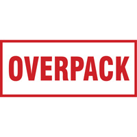 Accuform Signs MPC243 "Overpack" Handling Labels, 6" L x 2-1/2" W, Red on White