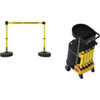 Banner Stakes PL4144T Plus Portable Barrier System Cart Package with Tray, 75' L, Metal/Plastic, Yellow