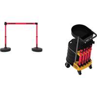 Banner Stakes PL4162T Plus Portable Barrier System Cart Package with Tray, 75' L, Metal/Plastic, Red
