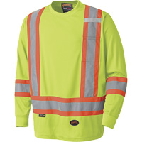 Pioneer V1051260-L 6996 High-Visibility Long Sleeved Shirt, Polyester, Large, High Visibility Lime-Yellow