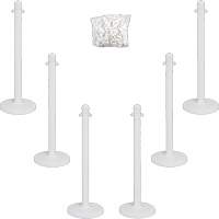 Mr. Chain 71101-6 Trousse de poteaux et chaîne pour service moyen, Hauteur de 40", Blanc