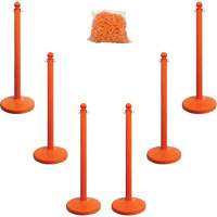 Mr. Chain 71112-6 Trousse de poteaux et chaîne pour service moyen, Hauteur de 40", Orange