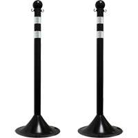 Mr. Chain 91550-2 Light-Duty Reflective Stanchion Set, 41" High, Black