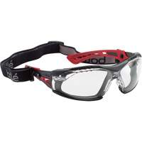 Bollé Safety RUSHPFSPSI Rush+ Foam Rimmed Safety Glasses with Strap, Clear Lens, Anti-Fog/Anti-Scratch, Meets/Exceeds CSA Z94.3