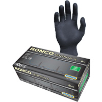 Ronco 962L Gants d'examen jetables Sentron 6, Grand, Nitrile, 6 mils, Sans poudre, Noir, Classe 2