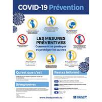 Brady COV9PLF COVID-19 Awareness Sign, 24" x 18", Plastic, French with Pictogram
