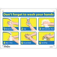 Zenith Safety Products SGU291 "Don't Forget to Wash Your Hands" Pictogram Sign, 7" x 10", Plastic, English with Pictogram