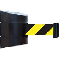 Tensabarrier<sup>®</sup> Wall Unit, Steel, Screw Mount, 30', Black and Yellow Tape  SGU821 | TENAQUIP