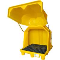 Ultratech 1080 Ultra-Hard Top P4 Spill Pallets&reg; Outdoor Storage without Drain, 57" L x 54" W x 64.25"/64.5" H, 6000 lbs. Load Capacity