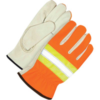 Bob Dale Gloves 20-1-1582-L Gants de conducteur haute visibilit&eacute; traditionnels, Grand, Paume en Cuir fleur de vache