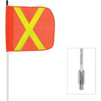 Driver Industrial Safety W06NP-SXY Fanion &agrave; tige en fibre de verre non aliment&eacute; Safety Whip, Fixation Filet&eacute;, Hauteur 6', Orange avec X r&eacute;fl&eacute;chissant