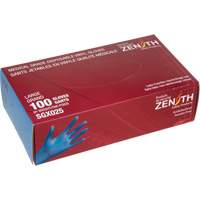 Produits de sécurité Zenith SGX023 Gants jetables de calibre m&eacute;dical, Petit, Vinyle, 4,5 mils, Sans poudre, Bleu, Classe 2