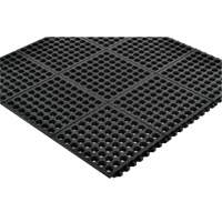Notrax 550S0035BL Tapis antifatigue &agrave; imbrication Cushion-Ease 550, &agrave; fentes, 3' x 5' x 3/4", Noir, Caoutchouc