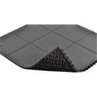 Notrax 556S0033BL Tapis antifatigue &agrave; imbrication Cushion-Ease, Rugueux, 3' x 3' x 3/4", Noir, Caoutchouc naturel