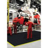 Notrax 556S0033BL Tapis antifatigue &agrave; imbrication Cushion-Ease, Rugueux, 3' x 3' x 3/4", Noir, Caoutchouc naturel