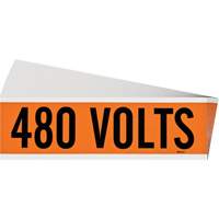 Brady 152328 "480 Volts" Conduit & Voltage Labels, 2-1/4" x 9", Cloth/Vinyl, English