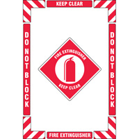 Accuform NMC PSR110 "Fire Extinguisher" Floor Marking Kit, Adhesive, English with Pictogram
