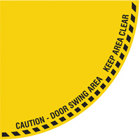 Accuform NMC DFS100 "Caution" Quarter Circle Swing Door Floor Sign, Adhesive, English with Pictogram