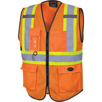 Pioneer V1023850-S 6958 Gilet de s&eacute;curit&eacute; &agrave; fermeture &eacute;clair avant, Orange haute visibilit&eacute;, Petit, Polyester