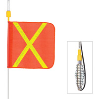 Driver Industrial Safety SD10-X-30B-SC4CW Tiges de s&eacute;curit&eacute; tout-temps de s&eacute;rie lourde avec lumi&egrave;re DEL constante Safety Whip, Fixation Ressort, Hauteur 10', Orange avec X r&eacute;fl&eacute;chissant