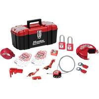 Master Lock 1457VE410KABAS Basic Lockout Kit with Zenex Thermoplastic Locks, Electrical/Valve Kit, 19 Components