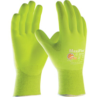 PIP Global Safety GP34874FY/L ATG MaxiFlex&reg; Ultimate High Visibility Seamless Gloves, Large, Nitrile Coating, 15 Gauge, Nylon/Elastane Shell