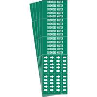 Brady 7073-3C-PK Marqueurs de tuyau Deionized Water, Autocollant, 2-1/4" h x 2-3/4" la, Blanc/vert