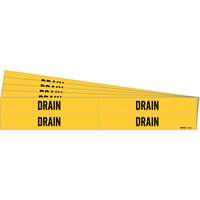 Brady 7091-4-PK Marqueurs de tuyau  "Drain", Autocollant, 1-1/8" h x 7" la, Noir sur jaune