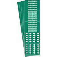 Brady 7093-3C-PK Marqueurs de tuyau Drinking Water, Autocollant, 2-1/4" h x 2-3/4" la, Blanc/vert