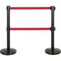 Zenith Safety Products SHA661 Dual Belt Crowd Control Barrier, Steel, 35" H, Red Tape, 7' Tape Length
