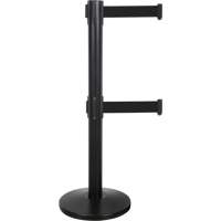 Produits de sécurité Zenith SHA662 Barri&egrave;re pour le contr&ocirc;le des foules &agrave; courroie double, Acier, 35" h, Ruban Noir, Longueur du ruban 7'