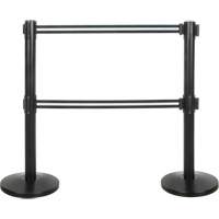 Zenith Safety Products SHA663 Dual Belt Crowd Control Barrier, Steel, 35" H, Black/White Tape, 7' Tape Length