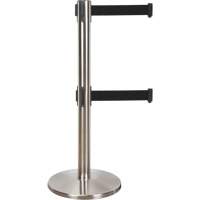 Zenith Safety Products SHA664 Dual Belt Crowd Control Barrier, Steel, 35" H, Black Tape, 7' Tape Length