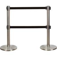 Zenith Safety Products SHA664 Dual Belt Crowd Control Barrier, Steel, 35" H, Black Tape, 7' Tape Length