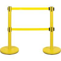 Zenith Safety Products SHA666 Dual Belt Crowd Control Barrier, Steel, 35" H, Yellow Tape, 7' Tape Length