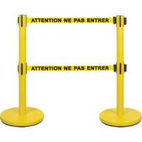 Zenith Safety Products SHA667 Dual Belt Crowd Control Barrier, Steel, 35" H, Yellow Tape, 7' Tape Length