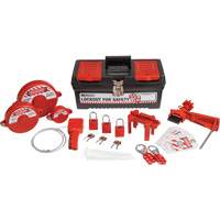 Lockout Tagout Kit with Aluminum Safety Padlocks in Toolbox, Valve Kit, 32 Components  SHB337 | TENAQUIP