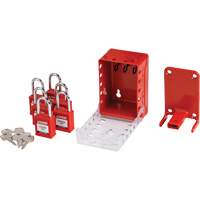 Ultra Compact Group Lockout Box with Nylon Safety Lockout Padlocks, Red  SHB340 | TENAQUIP