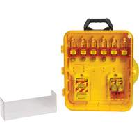 Brady 153682 Station de cadenassage avec cadenas de s&eacute;curit&eacute; en nylon utilisant des cl&eacute;s identiques, Cadenas Plastique, Capacit&eacute; de 6, Cadenas Compris